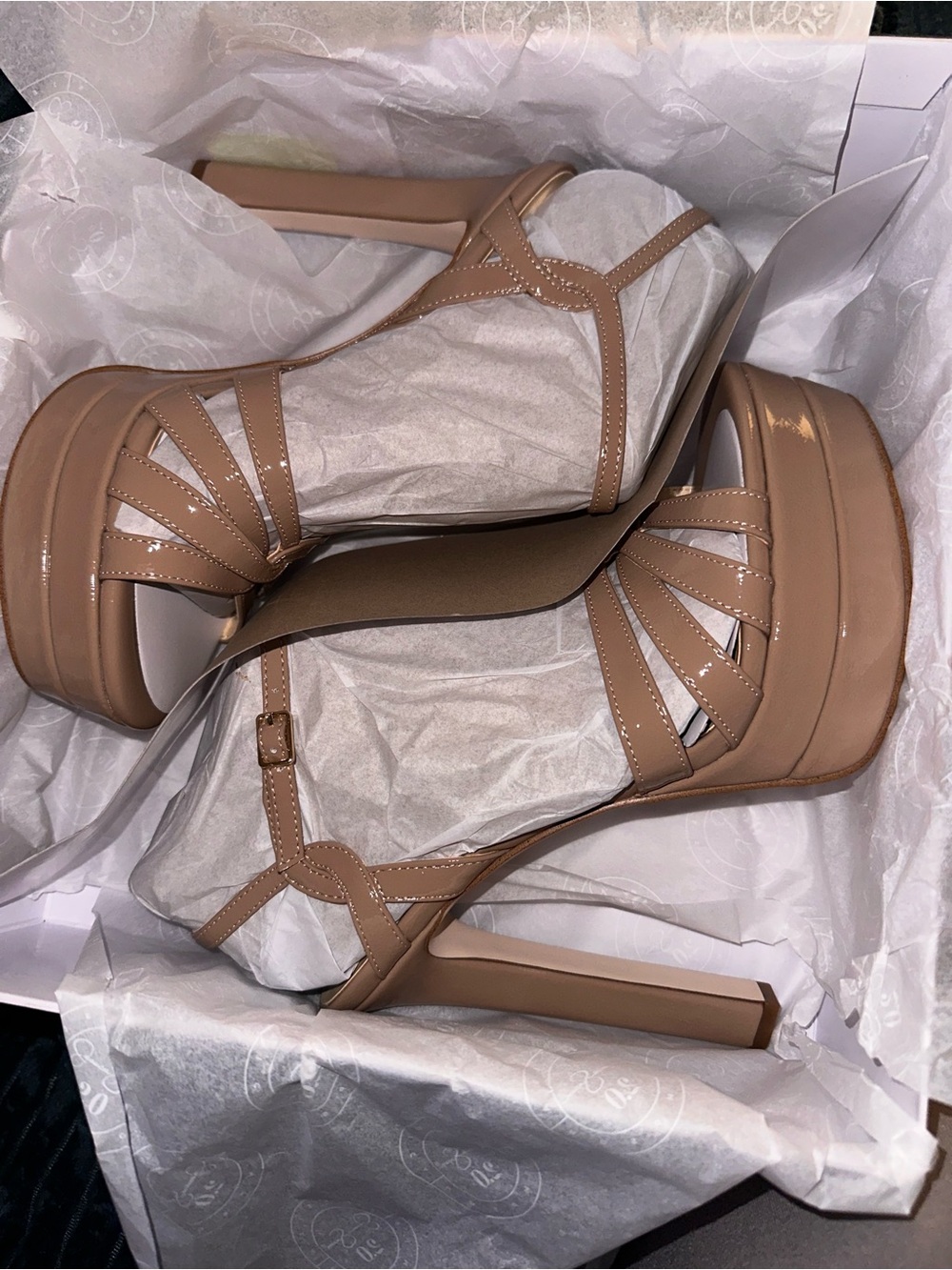 Jessica Simpson Women’s Nude Platform Strappy High Heel Sandals